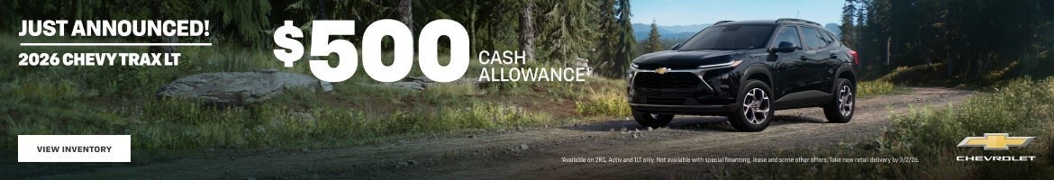 2026 Chevy Trax LT. $500 Cash Allowance.